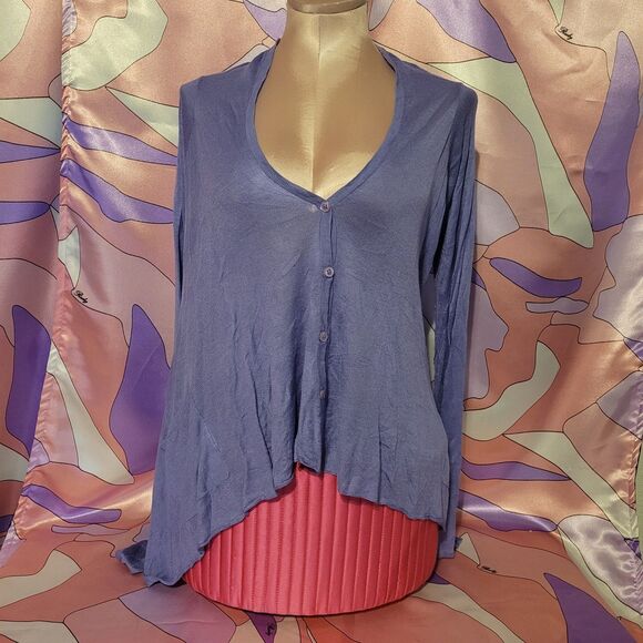 As Is Oversize Purple Cardigan Top SIze Small Button Sweater JFashion Harajuku - Picture 1 of 12